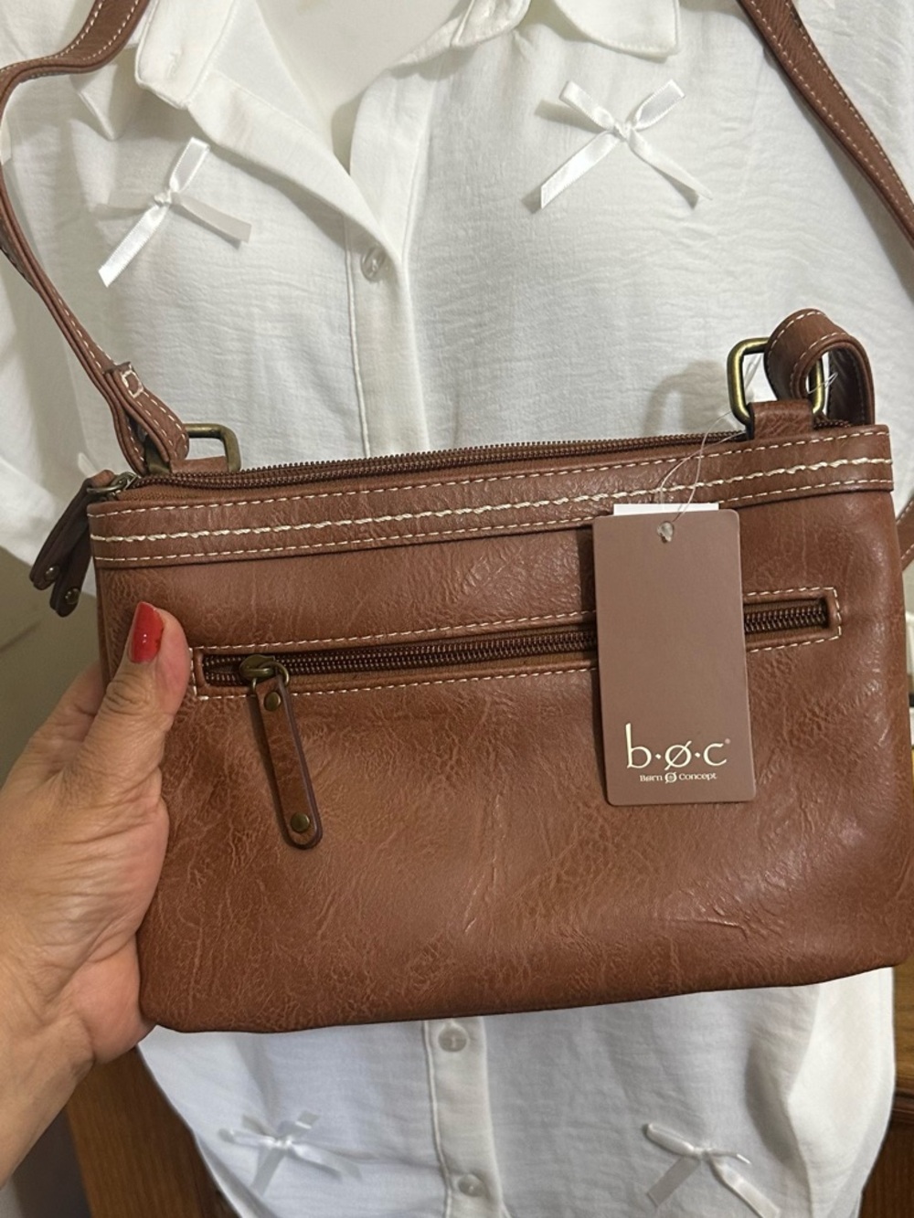 boc.    Brown faux          Leather Crossbody